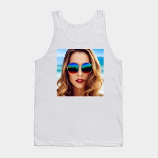 Woman with Mirrored sunglasses Tank Top